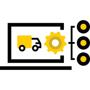 laptop with a truck and settings