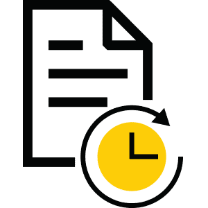 Real-time order update icon with document and clock symbol