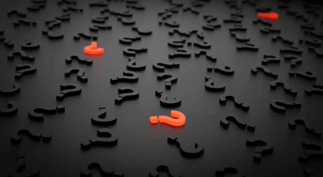 Red glowing question marks among black ones representing WMS selection decisions