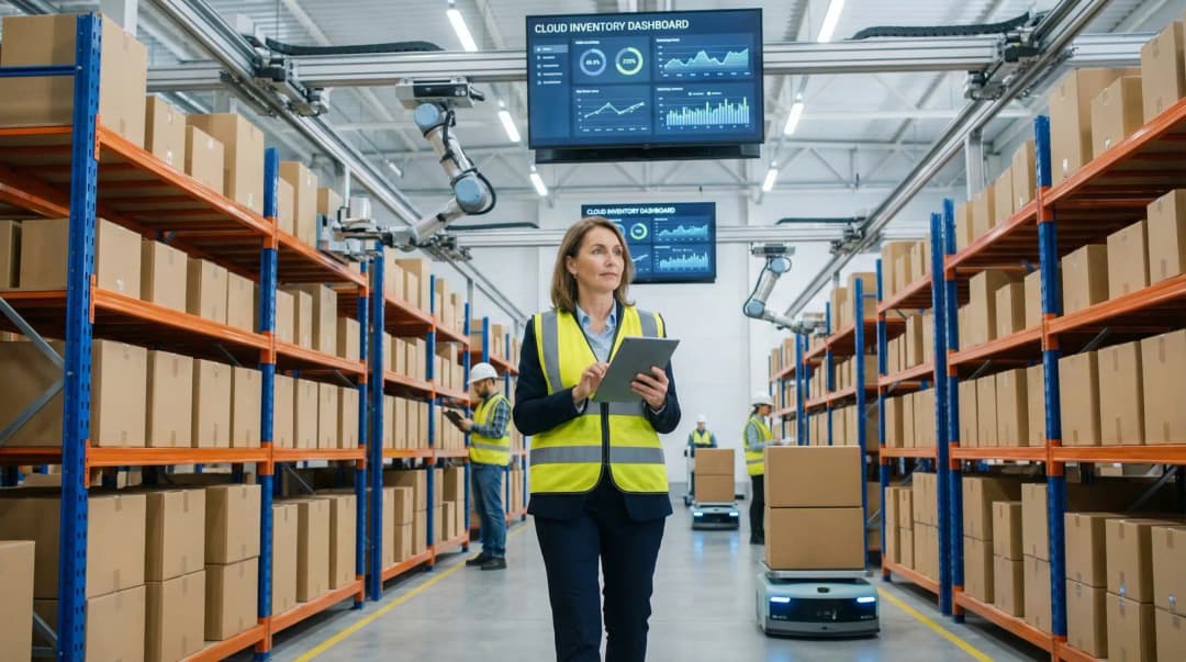 professional in a cloud inventory management warehouse