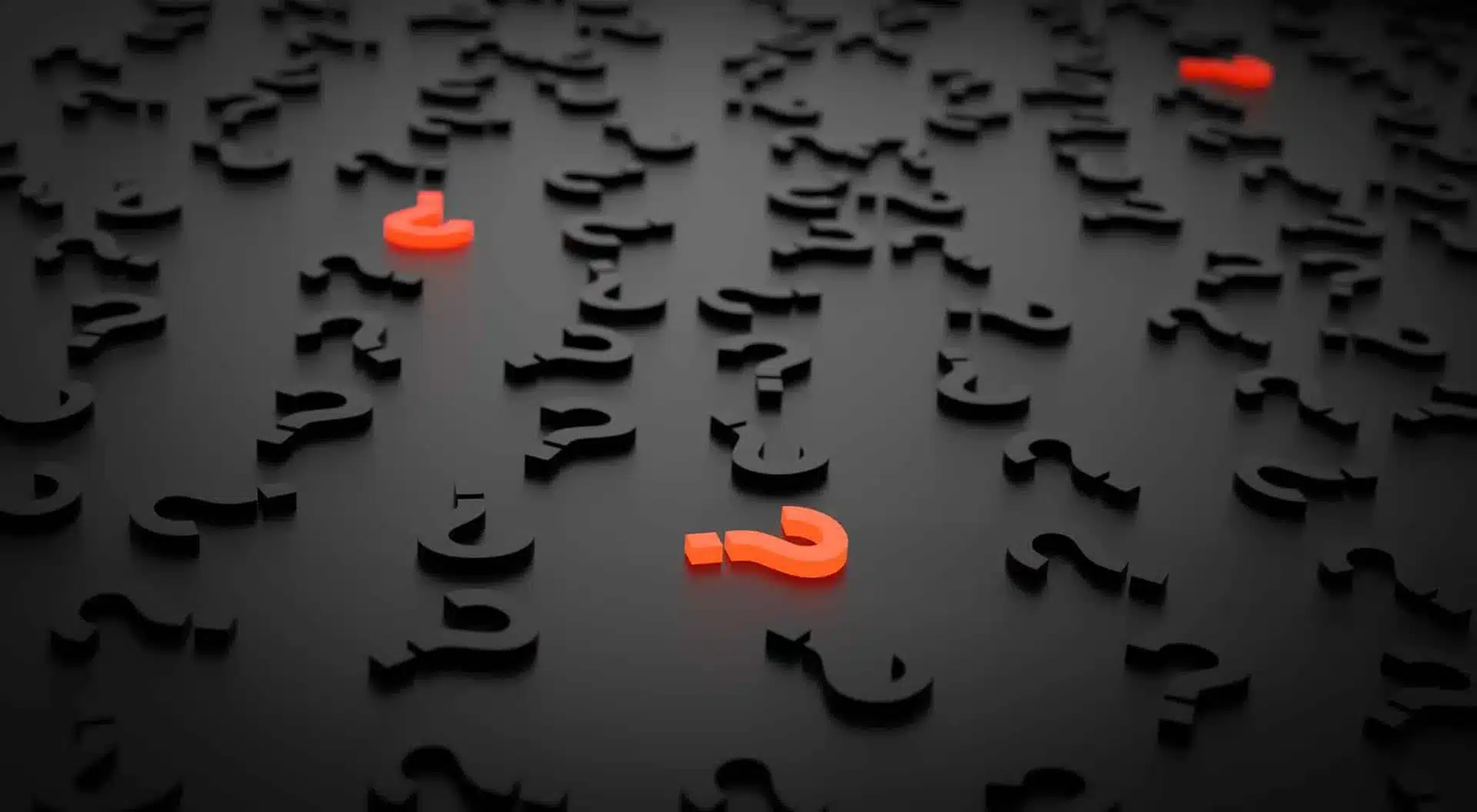 Red glowing question marks among black ones representing WMS selection decisions
