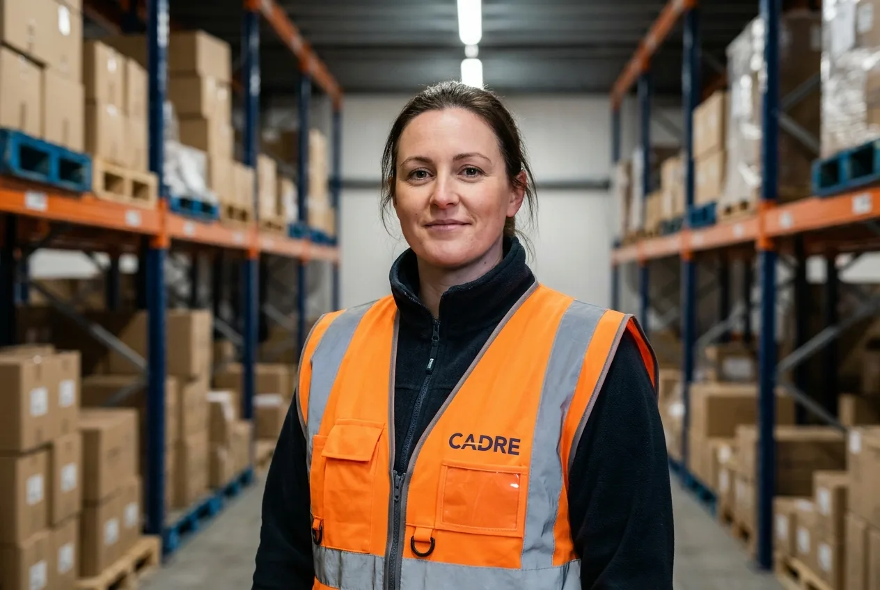 happy-african-american-female-warehouse-worker-looking at the camera