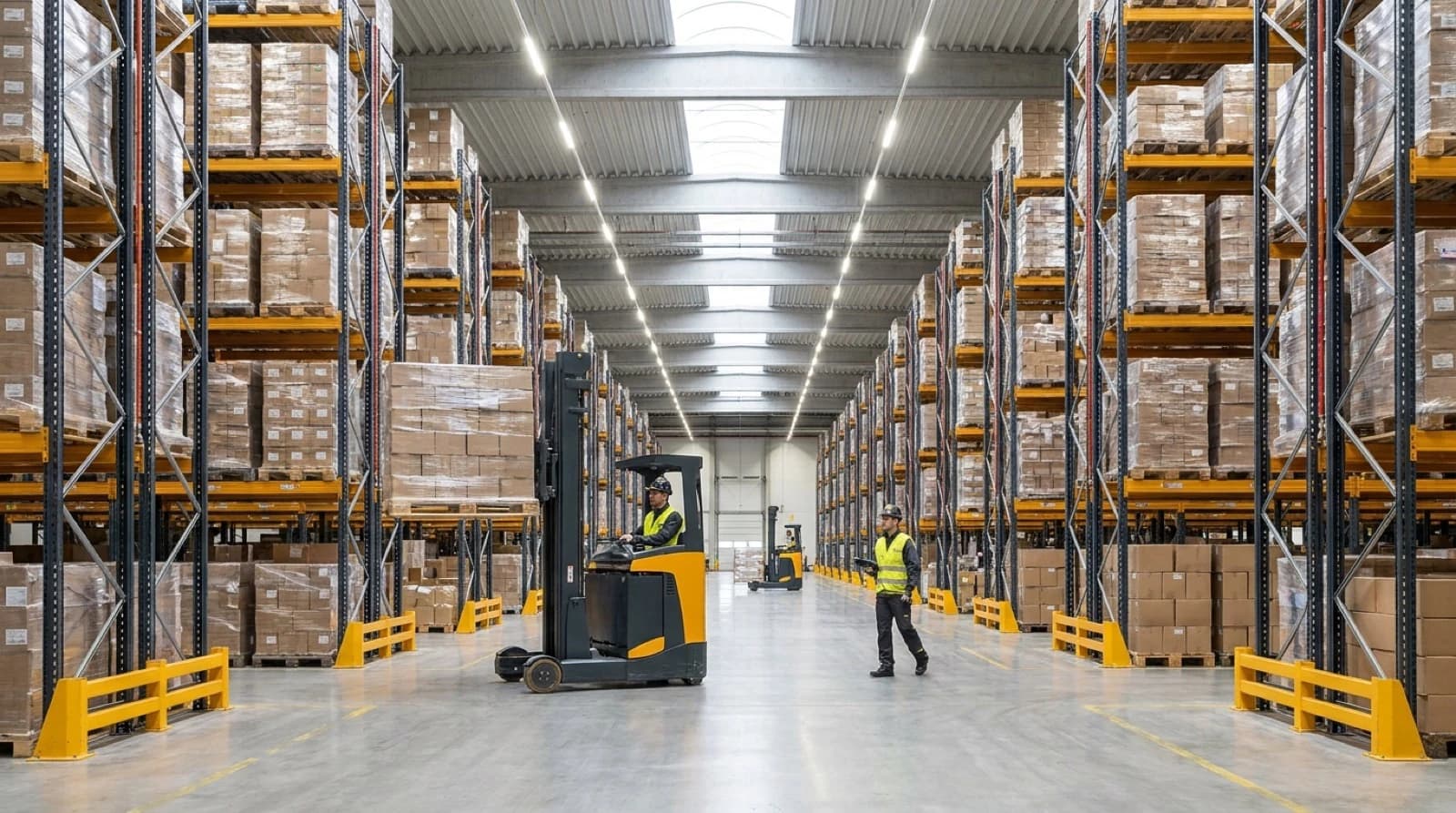 illustration of large warehouse with pallet racking system
