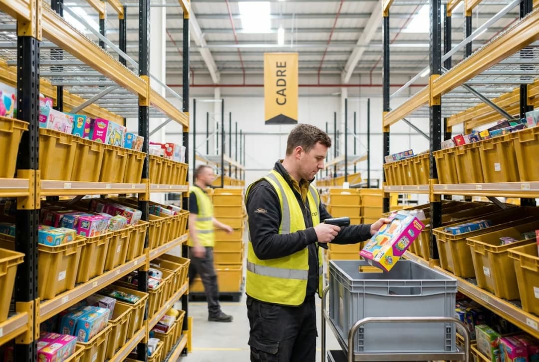 warehouse worker checking inventory counts