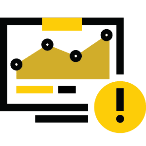 charts with a exclamation icon
