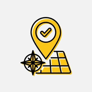 Location Marking and Verification icon - yellow and black flat design
