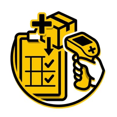 Adding New Items During Counts icon - yellow and black flat design
