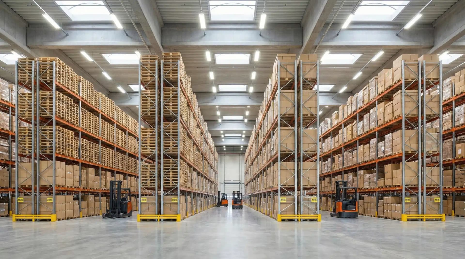 illustration of large warehouse with pallet racking system
