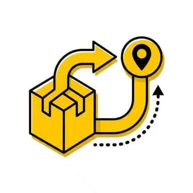 Moveable Unit Tracking for Returns icon - yellow and black flat design