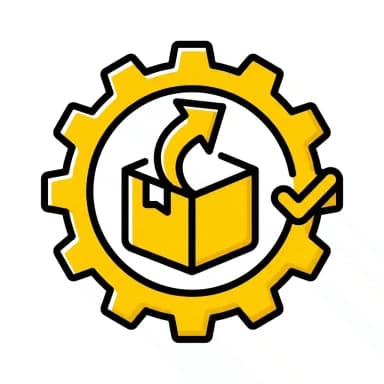 Simplified Returns Processing icon - yellow and black flat design