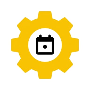 Manufacturing Date Tracking icon - yellow and black flat design