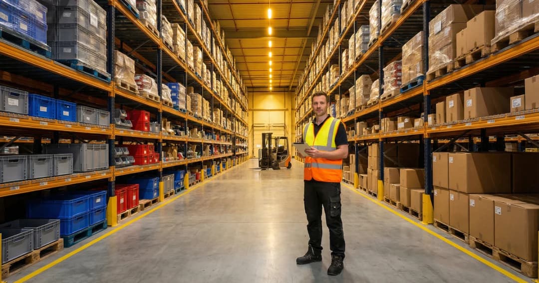 warehouse worker holding a tablet running Cadence Anywhere