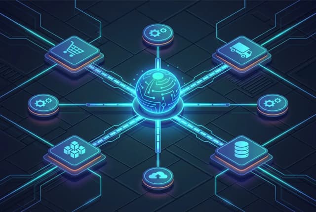 API in a circle surrounded by process icons