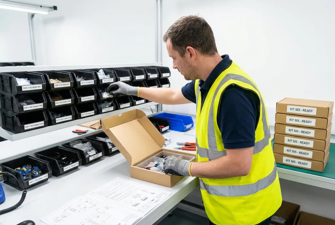 warehouse worker packing a box