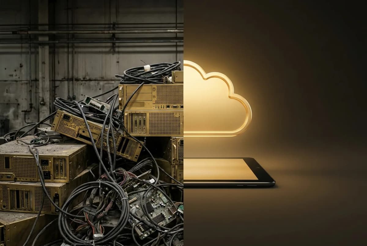 Businessman holding holographic cloud computing interface with data storage and security icons