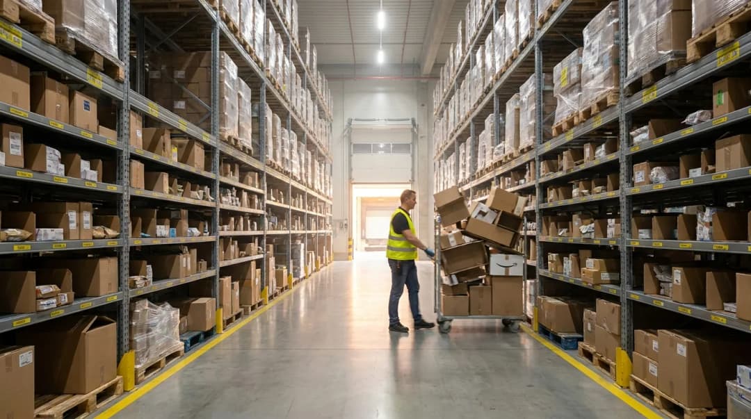 Warehouse aisle illustrating cartonization meaning for cartonization software