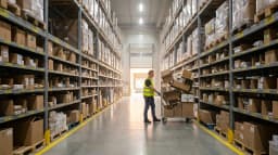 Warehouse aisle illustrating cartonization meaning for cartonization software