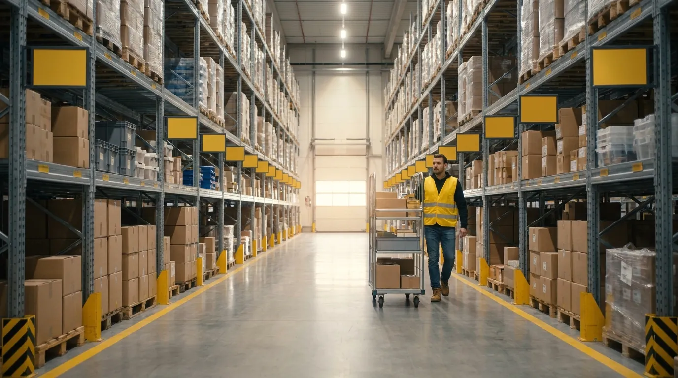 Warehouse aisle reflecting risks in warehouse operations and pack accuracy
