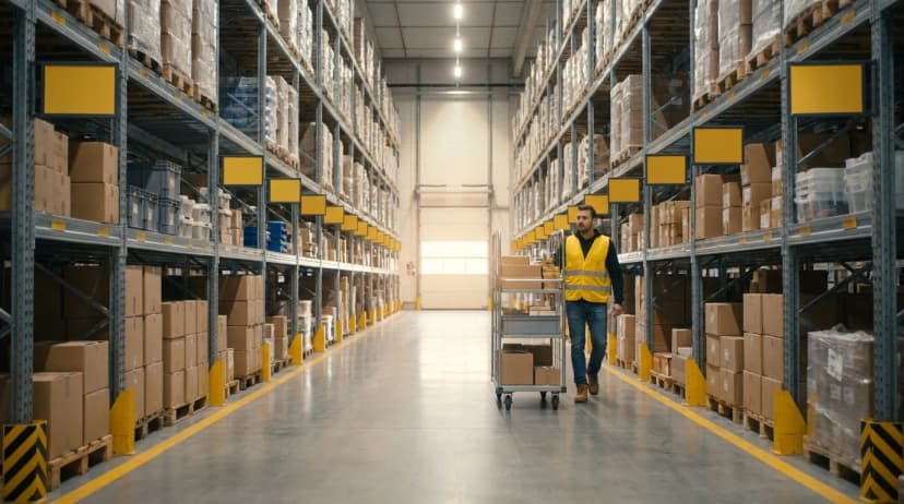 Warehouse aisle reflecting risks in warehouse operations and pack accuracy