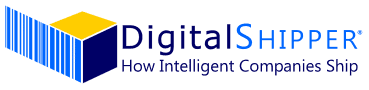 DigitalShipper logo with blue barcode cube design and company tagline