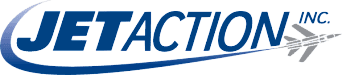 Jet Action Inc. company logo with blue text and airplane graphic