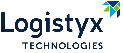Logistyx Technologies logo with blue and green geometric design elements