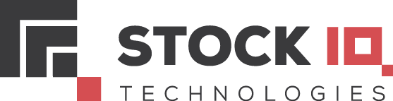 StockIQ Technologies logo with geometric square icon and red accent colors