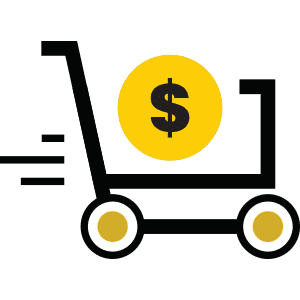 shopping cart with a dollar sign in it