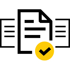 3 pieces of paper one with a checkmark