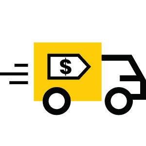 Delivery truck icon with dollar sign price tag for shipping rate comparison