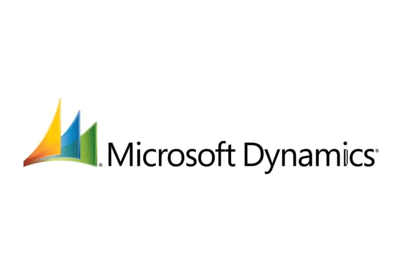Microsoft Dynamics logo featuring colorful triangular design for unified business integration solutions