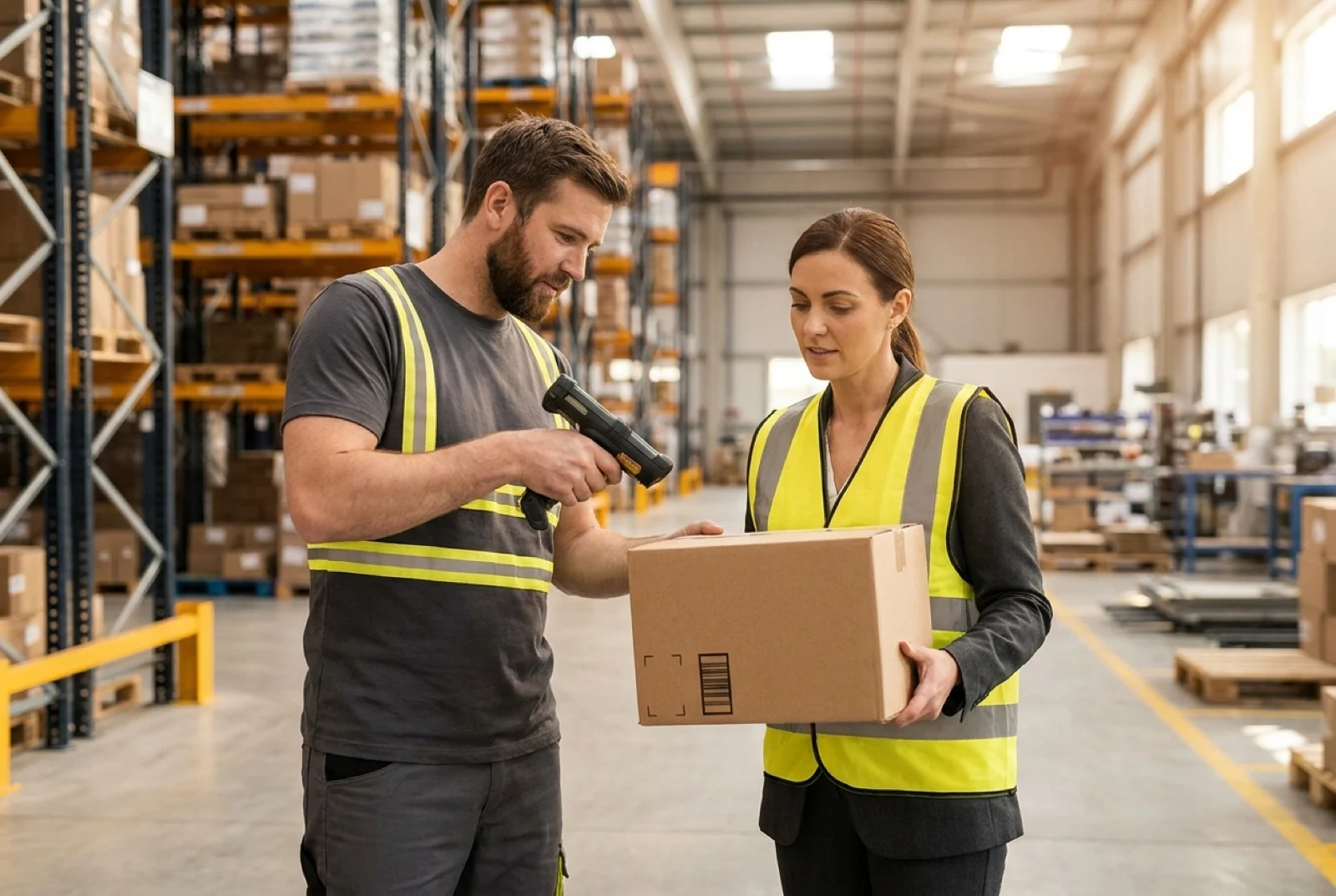 Scanning package in the warehouse