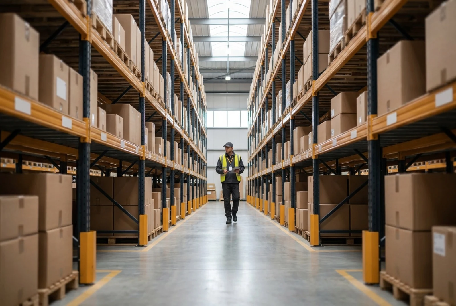 racks with products in a warehouse