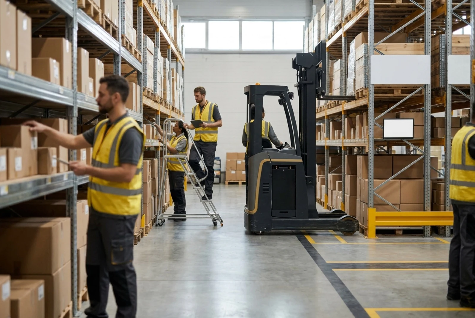 colorful illustration showing warehouse sops