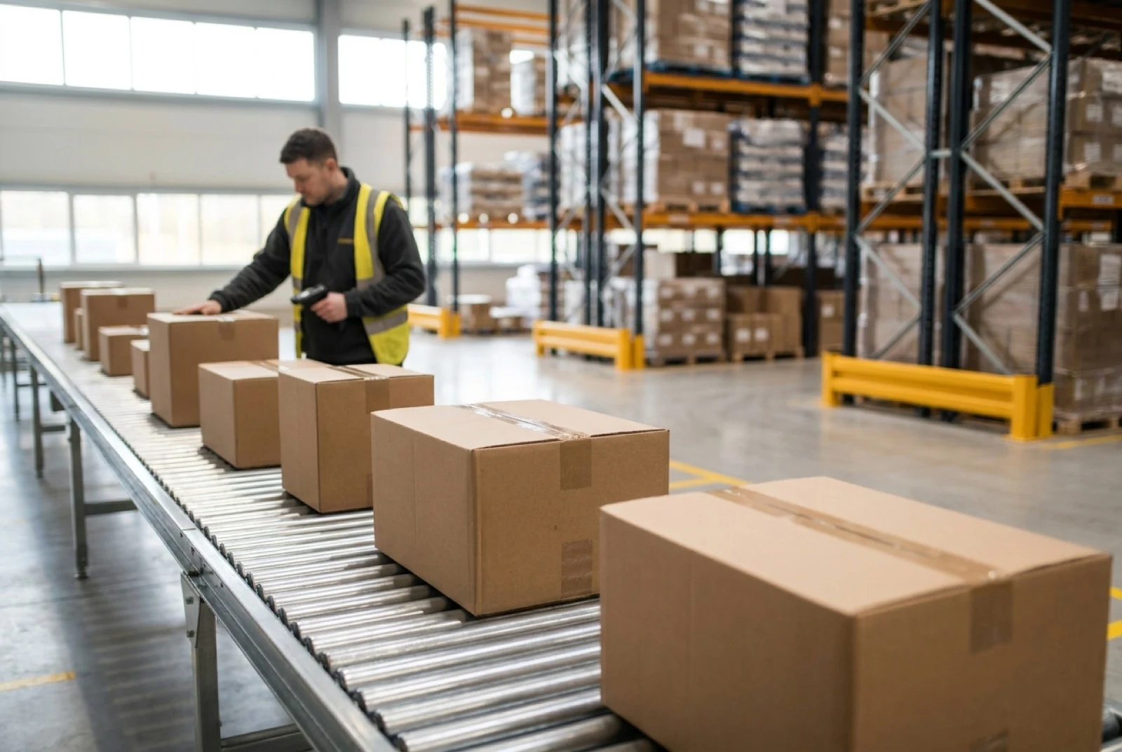 boxes on conveyor