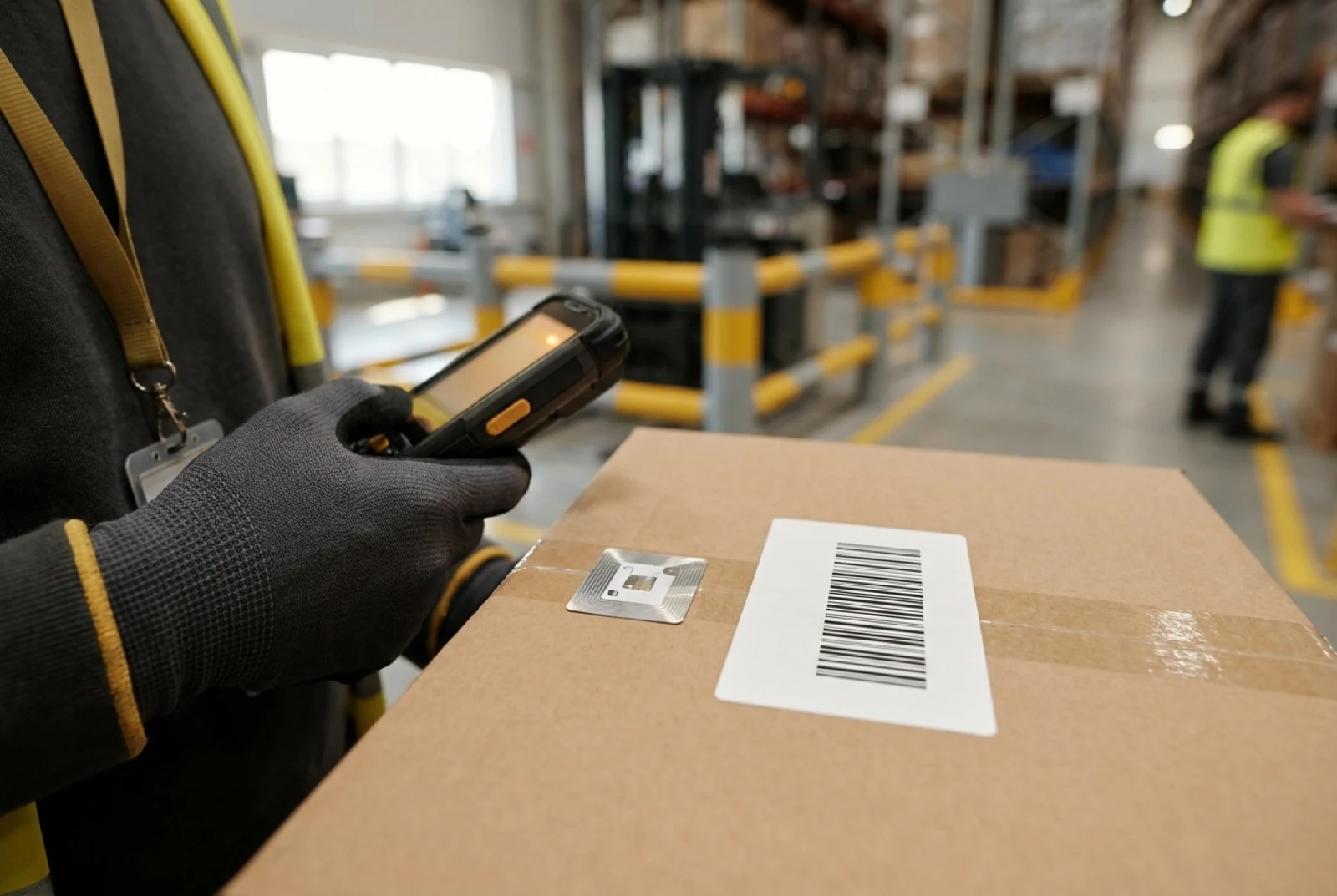 machine scanning an RFID label