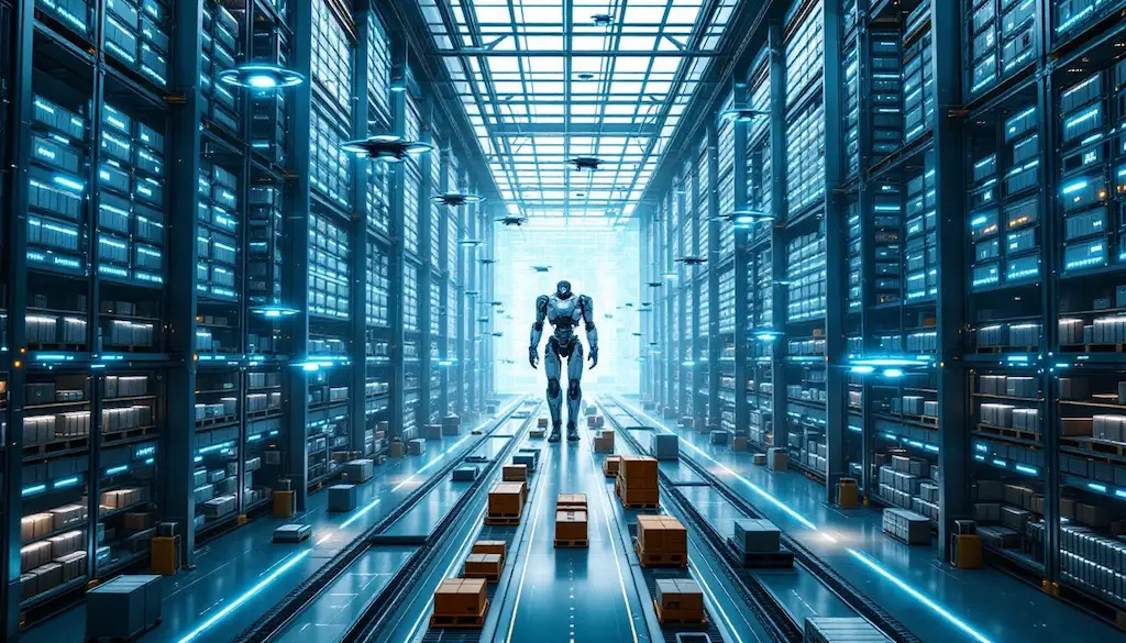 robot in warehouse automation illustration