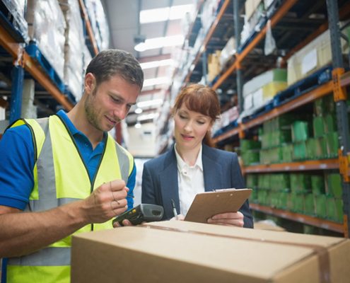 scanning package in warehouse