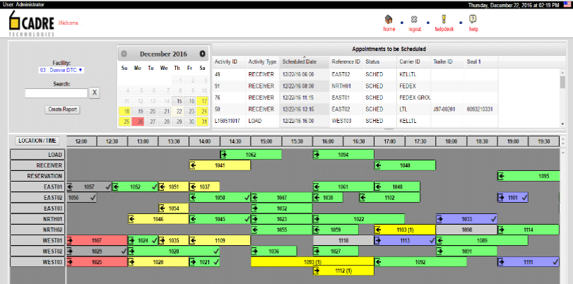 Cadre Dock Scheduler software screenshot