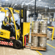 Forklift moving kegs