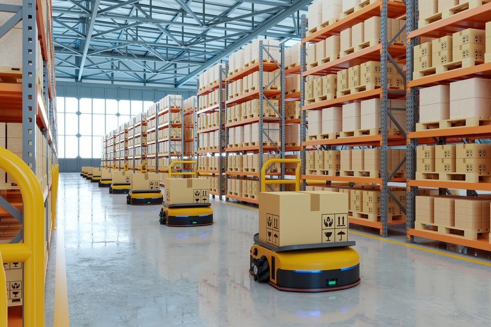 automated guided vehicles in warehouse
