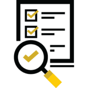 checklist with items checked off and a magnifying glass on one of the checkboxes