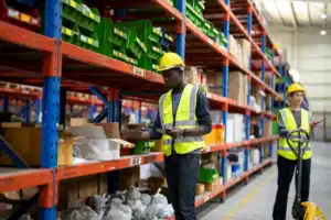 warehouse worker checking inventory counts