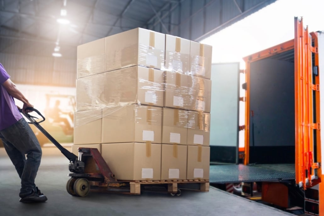 unloading a pallet from a truck