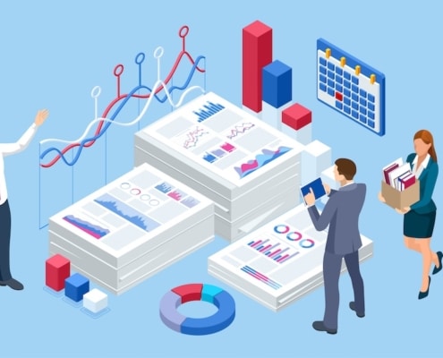 showing key performance indicators through different charts and graphs