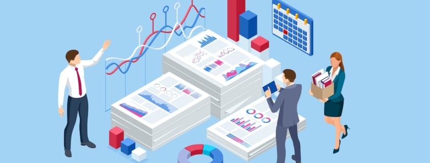 showing key performance indicators through different charts and graphs