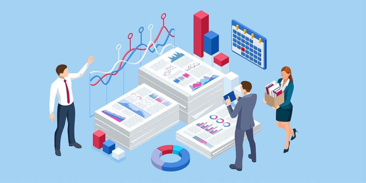 showing key performance indicators through different charts and graphs