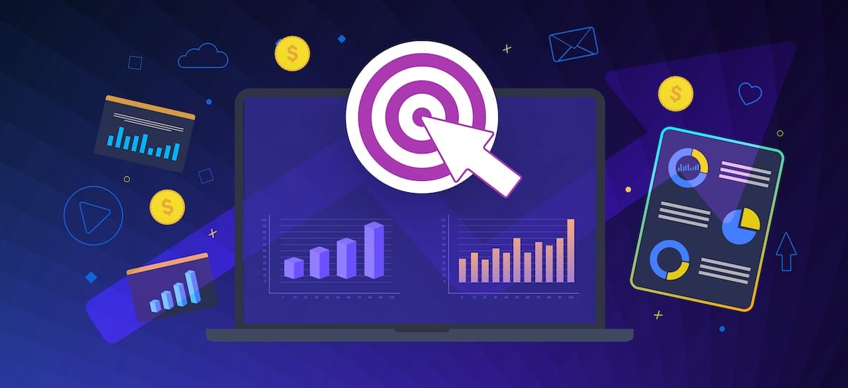 case study warehouse laptop with a target and charts