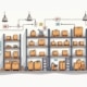 illustration of warehouse bin location labels on racks