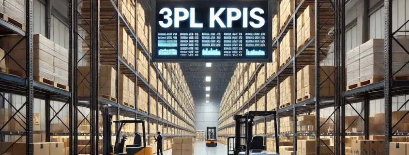 warehouse interior with 3pl kpi sign